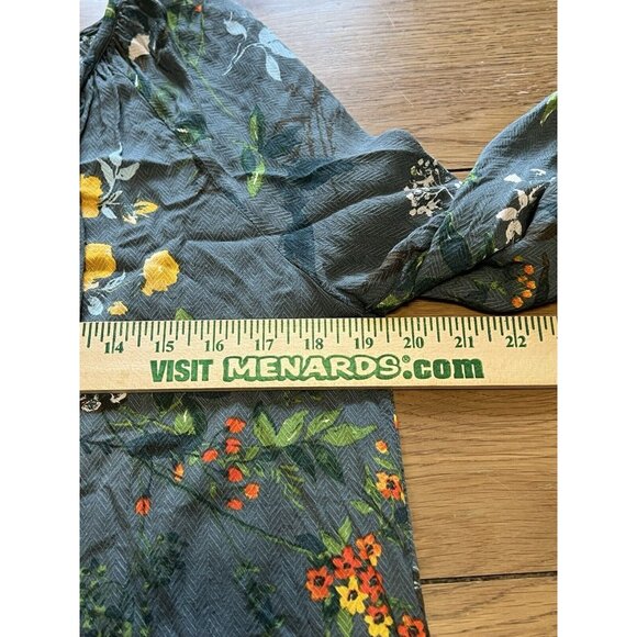 Allison Joy Top Blouse Women Small Floral Print 3/4 Sleeve Green Lightweight - Picture 5 of 12